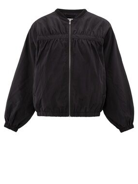 Women's Black Zip-Front Bomber Jacket